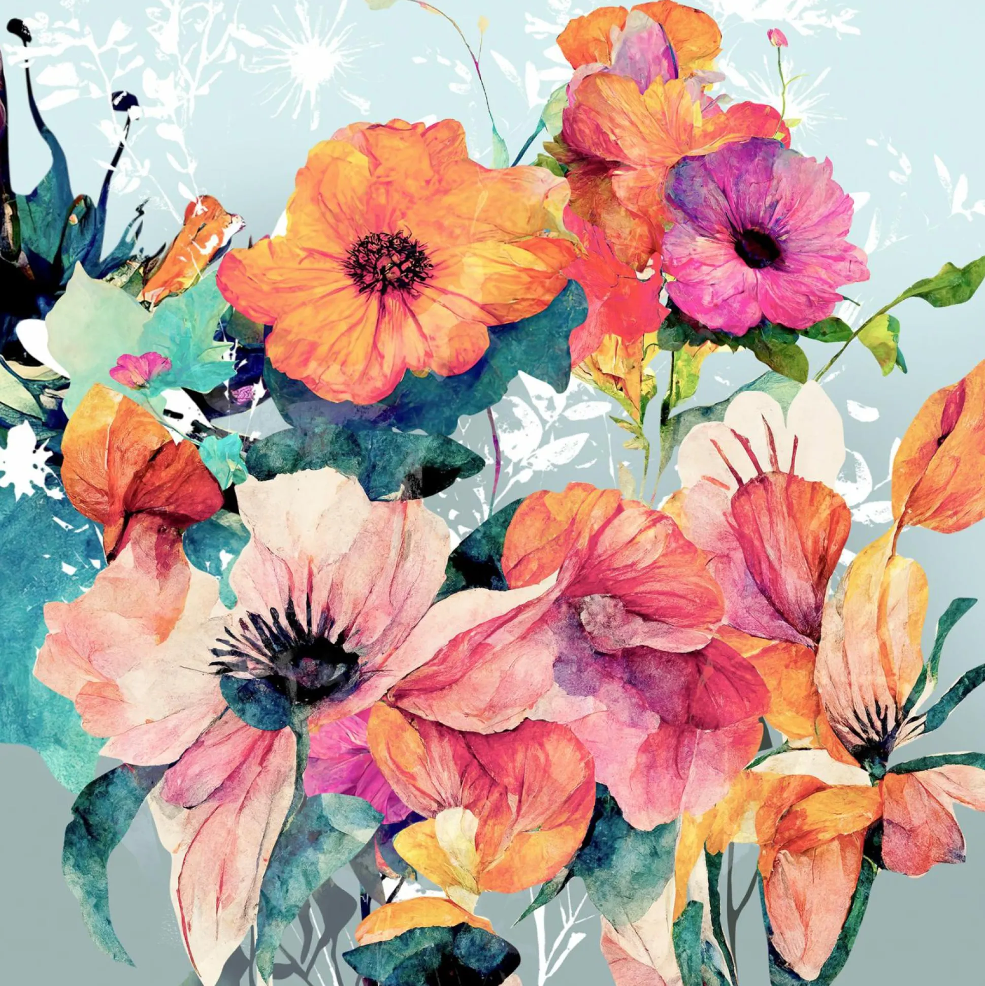Aludibondbild FLOWERS V