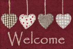 Fußmatte Cottage HEARTS red