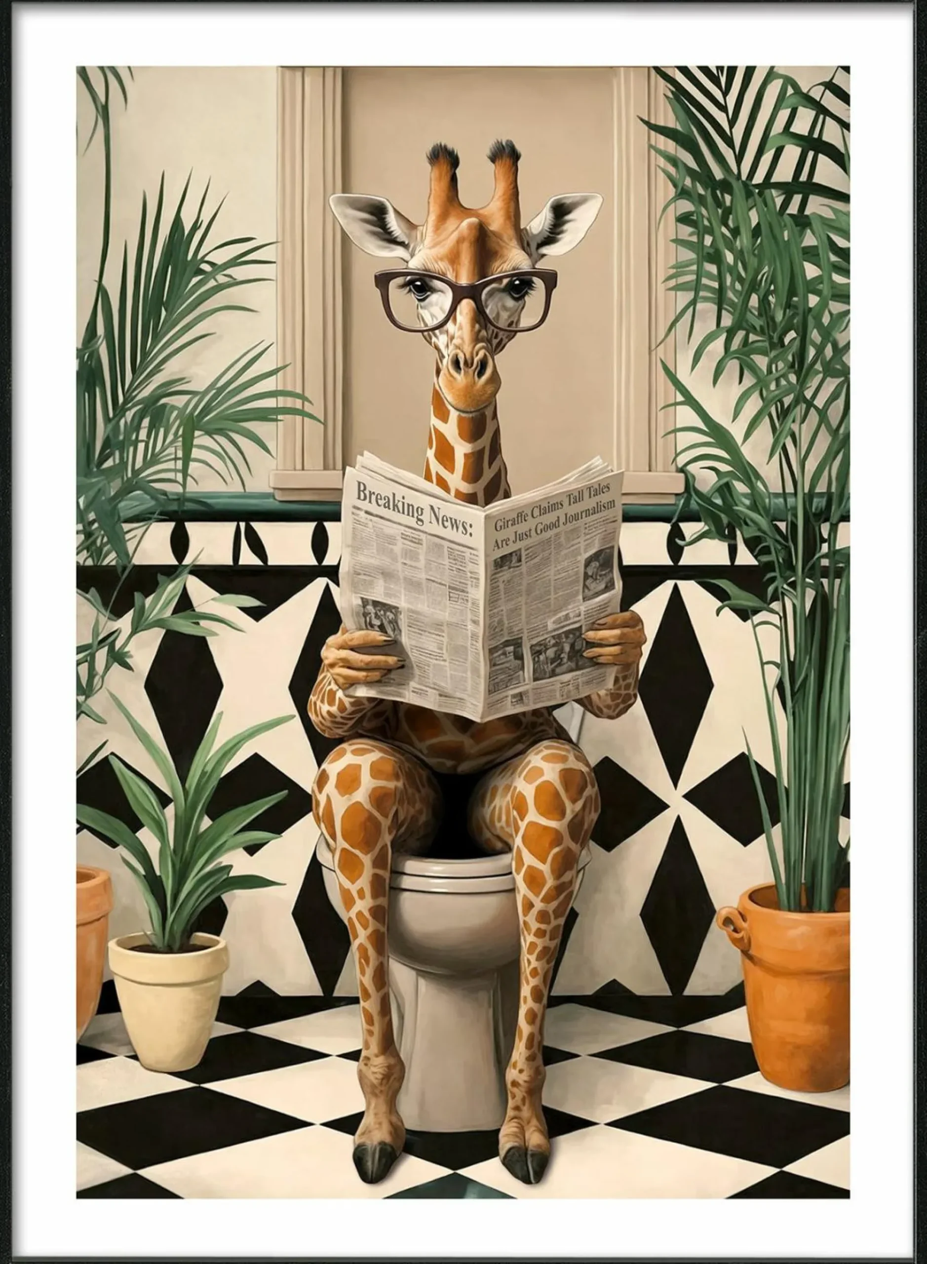 Gerahmtes Bild LUSTIGE GIRAFFE